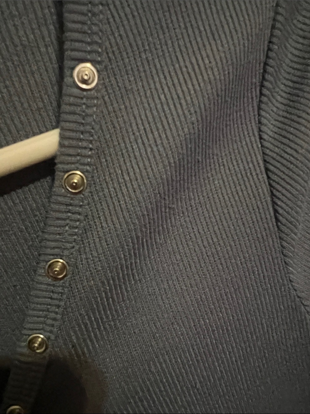 Navy Snap-Front Ribbed Short Sleeve Top - Picture 4 of 6